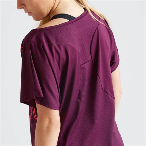 Womens Polyester Loose Fit Fitness T Shirt Burgundy