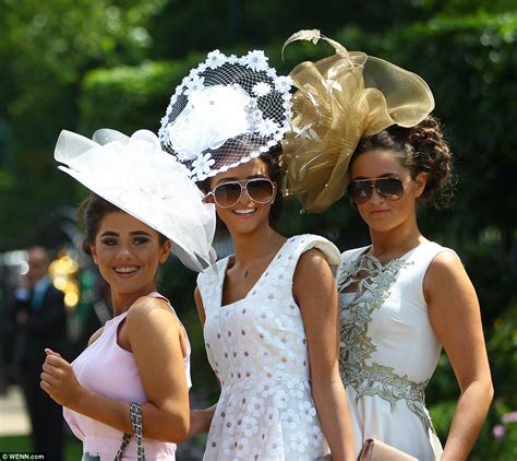 Ascot Ladies Day Racegoers In Supersized Hats And Chic Dresses Daily Mail Online