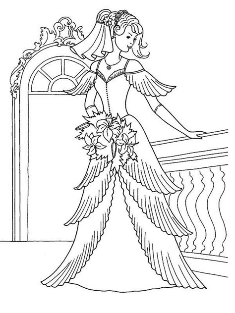 Fitting Wedding Dress Coloring Page : Coloring Sun | Disney princess