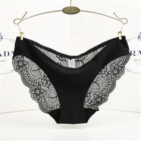 Shop Ice Silk Seamless Womens Underwear Lace Large Size Low Waist Briefs Black Jumia Uganda