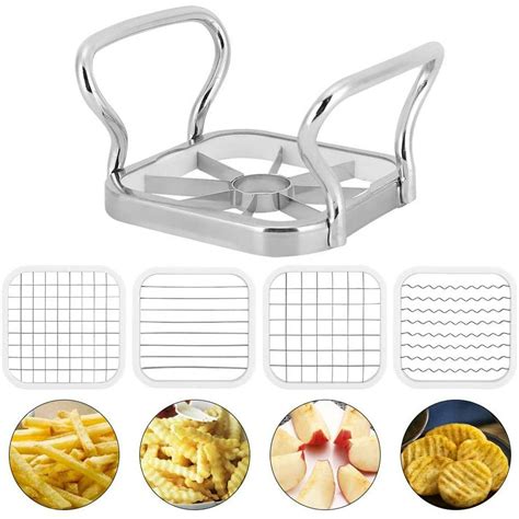 5in1 Stainless Steel Heavy Duty Potato Cutter French Fry Cutter Slicer