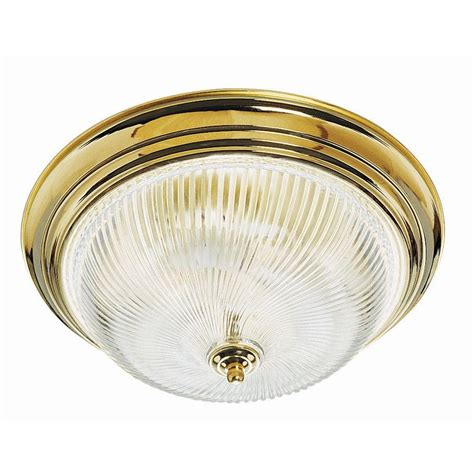 Design House 3 Light Polished Brass Ceiling Fixture With Clear Ribbed Glass 507236 The Home Depot