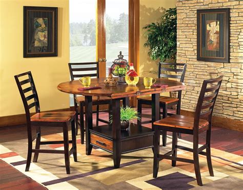 Abaco Squareround Drop Leaf Counter Height Pedestal Table By Steve