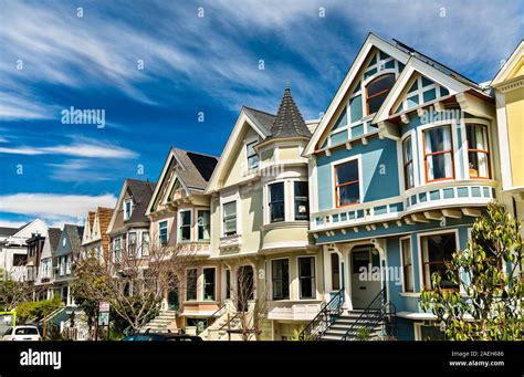Traditional Victorian Houses In San Francisco California Stock Photo