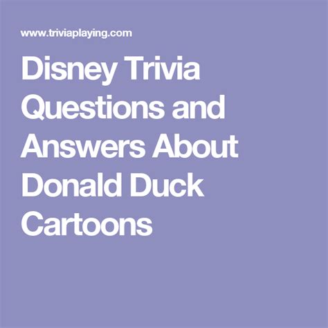Disney Trivia Questions And Answers About Donald Duck Cartoons Cool