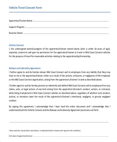travel consent form samples  ms word