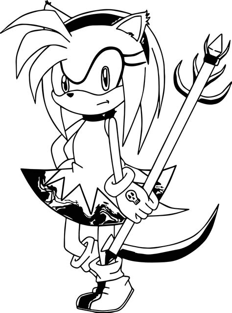 Amy Rose With Hammer Coloring Page Free Printable Coloring Pages For