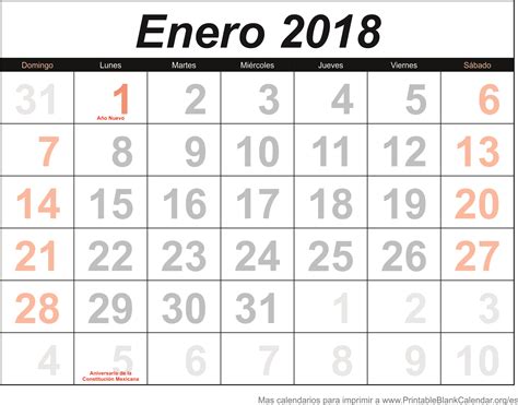 Enero 2018 Calendario Para Imprimir Calendarios Para Imprimir