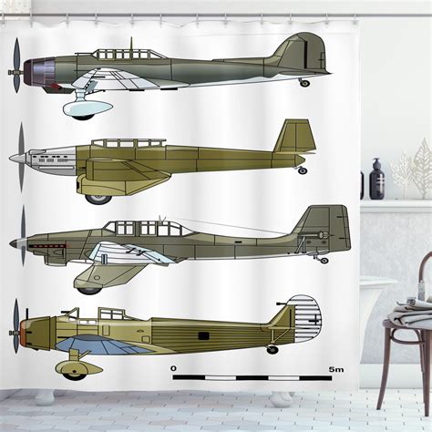 Bathroom accessories are essential if you want to outfit the room as it should and to make it usable and aesthetically pleasant. Airplane Decor Shower Curtain Set, 30S Old Style Dive ...