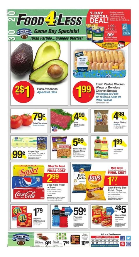 In addition to competitive pay, we offer company discounts, health benefits for those who qualify, 401(k) retirement plan and career advancement opportunities. Food 4 Less Weekly Ad January 30 - February 5, 2019 | Food ...