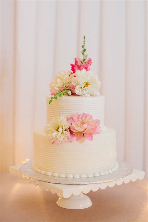 Two Tier Round Wedding Cake With Flowers Elizabeth Anne