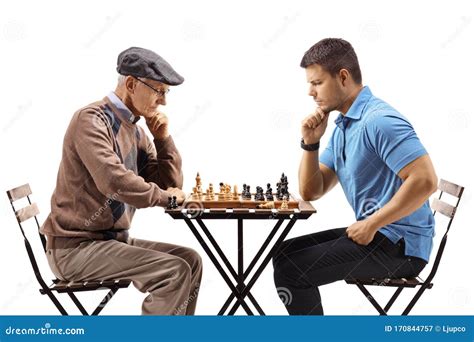 Senior Man And A Young Man Playing Chess Stock Image Image Of Chess
