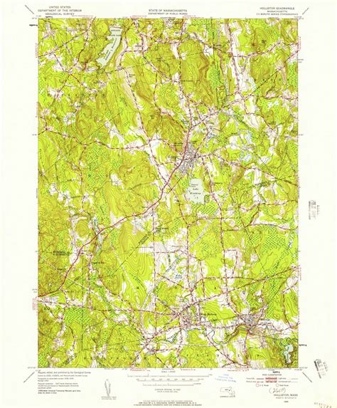 Holliston Massachusetts 1953 1957 Usgs Old Topo Map Reprint 7x7 Ma