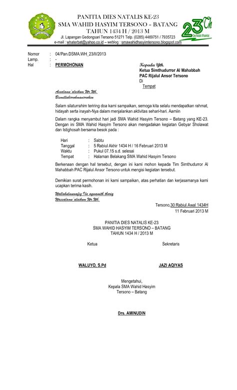 Surat resmi biasanya digunakan untuk tujuan yang resmi, sementara surat tidak. Headline New's Whaterbat: UNDANGAN DIES NATALIS KE-23