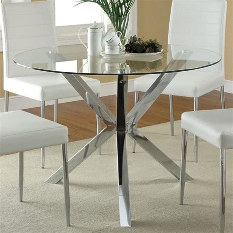 DreamFurniture.com - 120760 Round Glass Top Dining Table