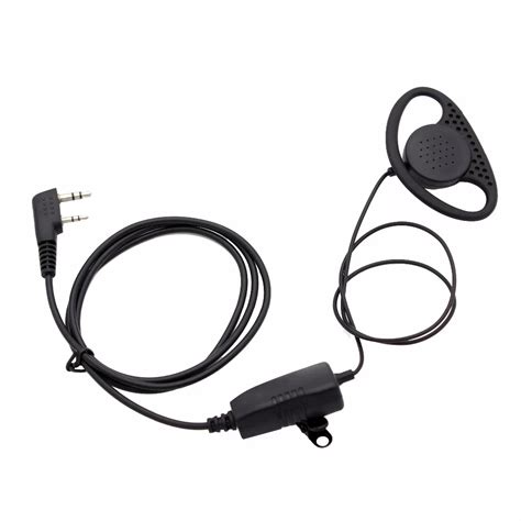 2 Pin D Shape Earhook Earpiece Headset Ptt Mic For Kenwood Baofeng Uv
