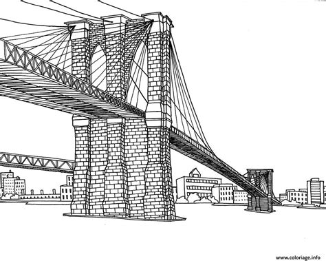 Coloriage Pont Brooklyn De La Ville De New York Dessin Ville à imprimer