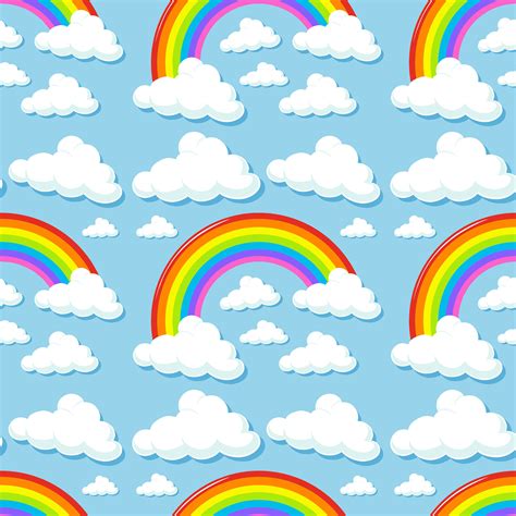 Rainbow Template With Clouds