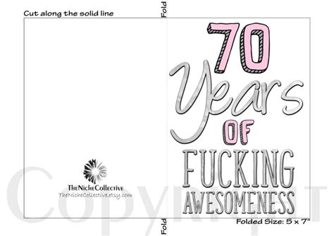 70th Birthday Card For Her Printable 70 Years Of Etsy
