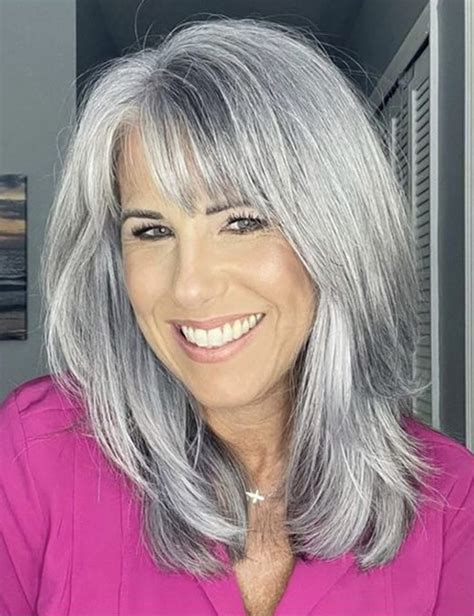 Grey Hair With Bangs Long Gray Hair Wigs With Bangs Hairstyles With