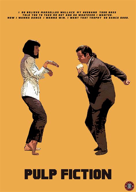 The Pulp Fiction Poster Shows Two People In Black Suits And White Shirts One Is Pointing At