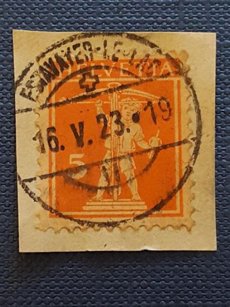 Please Retweet Switzerland Helvetia Stamp 1921 5c Orange Superb