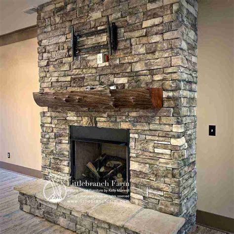 Wood Beam Mantel On Stone Fireplace Fireplace Ideas