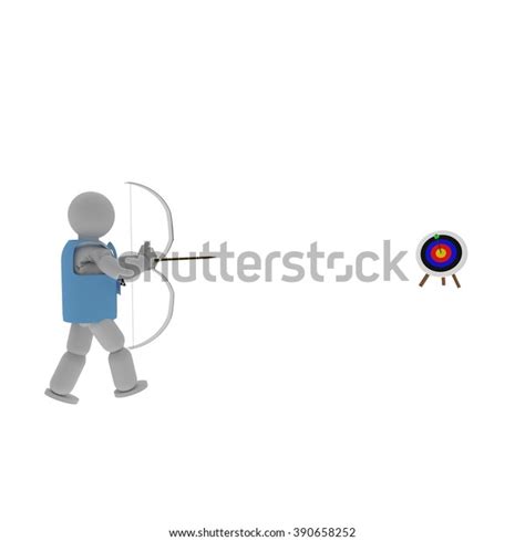 Archer Pointing Target Isolated Over White Stock Illustration 390658252