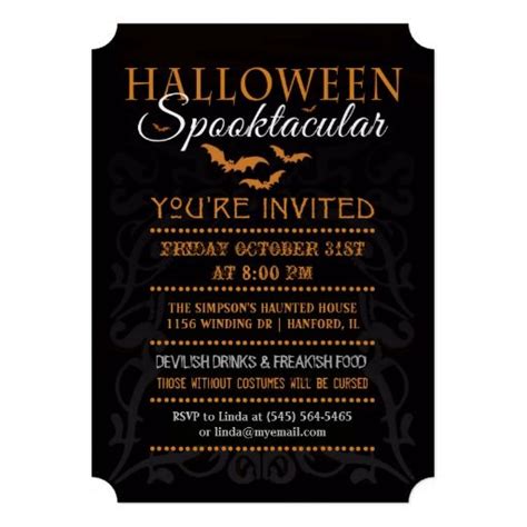 Halloween Spooktacular Invitation Orange And Black