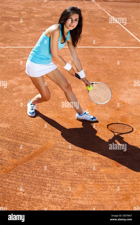 Girl Playing Tennis Stock Photo Alamy