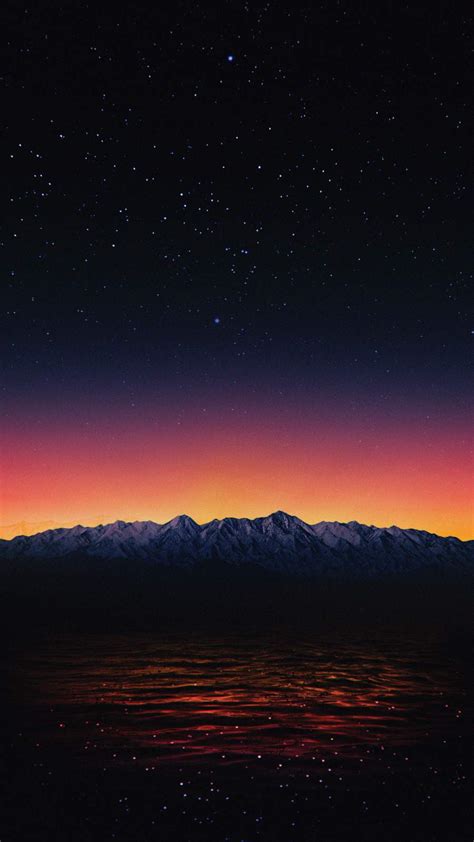 Night Mountains Starry Sky Iphone Wallpapers Iphone Wallpapers