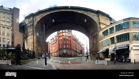 Panoramic View Of Dean Street And Side Newcastle Upon Tyne Stock Photo