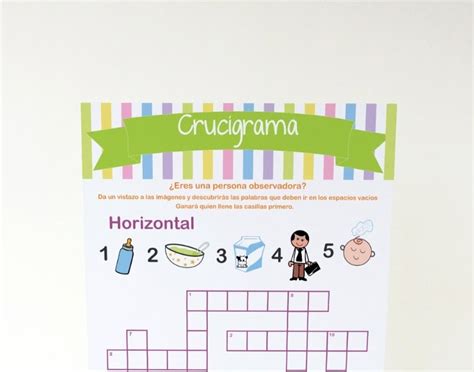 Juegos Para Baby Shower Crucigrama Con Respuestas Crucigrama Incoloro