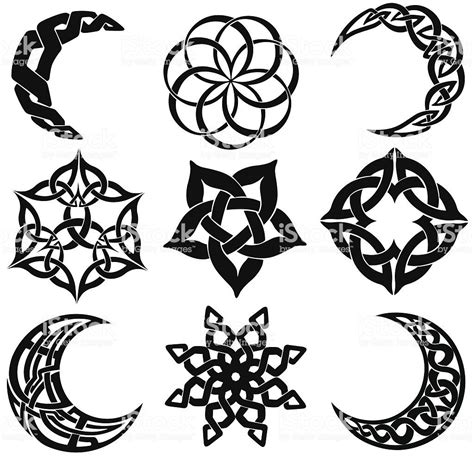 Vector Celtic Knot Moons And Star Shapes Celtic Symbols Celtic