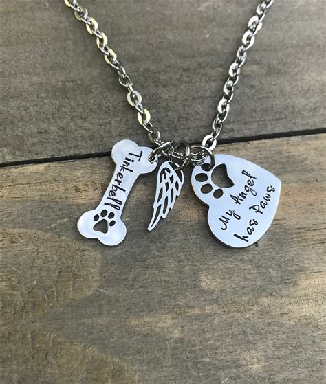 Pet Memorial Necklace Pet Dogs Name Jewelry Personalized Pet Memorial