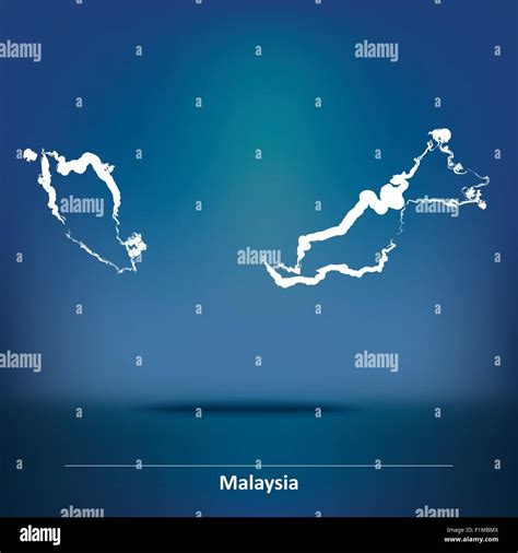 Malaysia Map Outline Vector Illustration Stock Vector