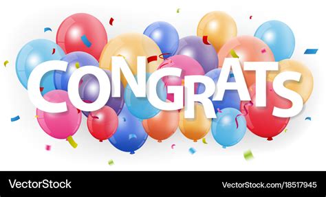 Congratulations With Balloon And Confetti Vector Image