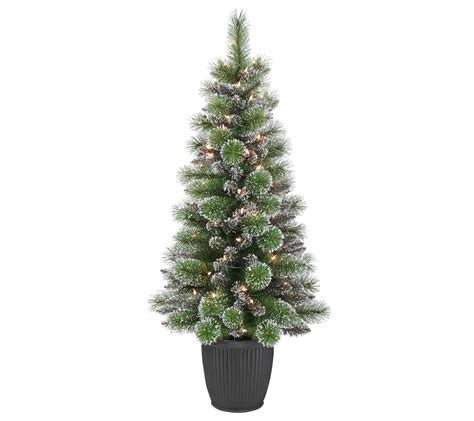 Puleo Pre Lit 4 Potted Glitter Artificial Christmas Tree