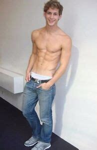Shirtless Male Hunk Frat Babe Jock Cute Blond Dude Abs Jeans Guy PHOTO