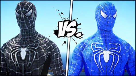 Black Spider Man Vs The Amazing Blue Spiderman Youtube