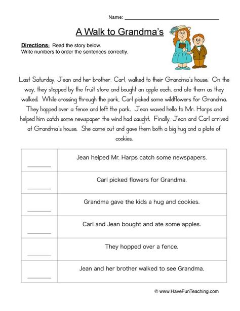 Story Events Order Of Events Worksheet Have Fun Teaching Story