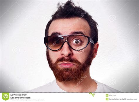 Funny Man With Fancy Broken Glasses Stock Image Image