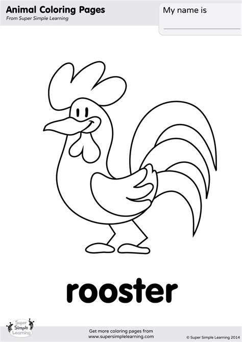 These 14 gorgeous chickens include both black and white and full color options. Rooster Coloring Page | Super Simple