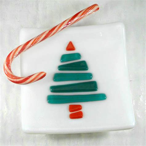 Fused Glass Christmas Tree Plate By Resetarglassart Cookies For Santa Plate Fused Glass