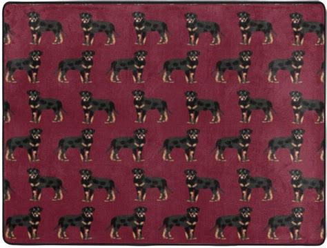 Non Slip Area Rug Rottweiler Dogs Provides Protection And
