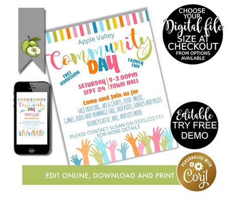 Community Day Flyer Template Template For A Community Event Etsy