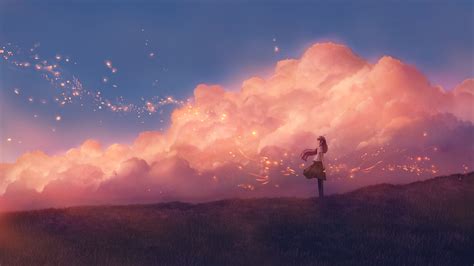 Anime Girl Sky Clouds Hd Anime 4k Wallpapers Images