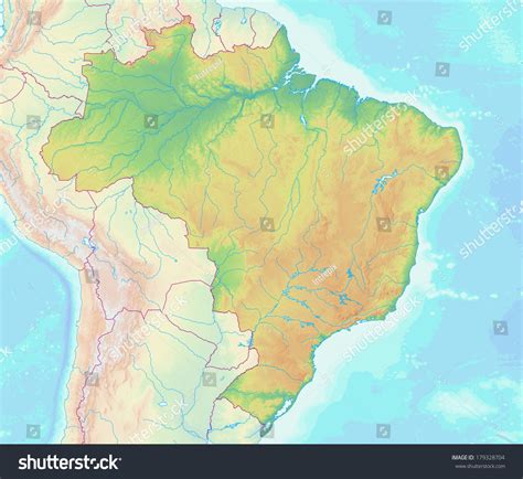 Topographic Map Of Brazil With Shaded Relief And Elevation Colors
