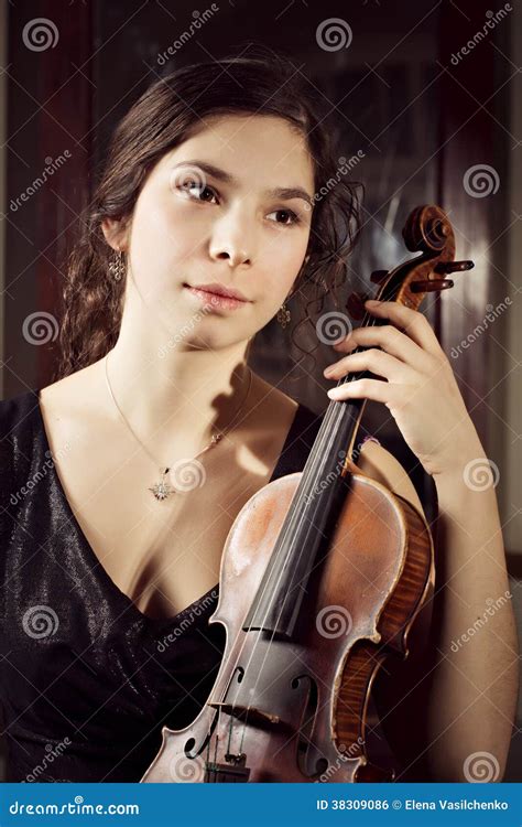 Portrait Of A Girl Playing Violin Stock Photo Image Of Playing Wood