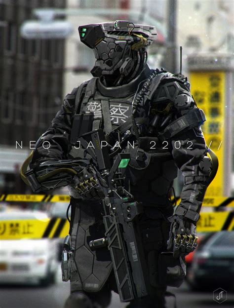 Robot Police Future Soldier Sci Fi Concept Art Neo Japan 2202